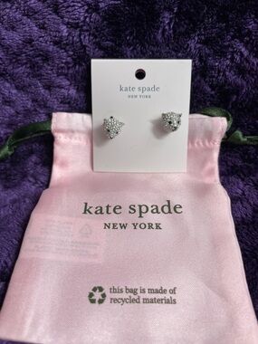 kate spade Silver Crystal BearStud Earrings With Dust Bag NWT